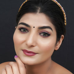 Gold Plated Brass Hairband/Mathapatti Hair Band  (Red)