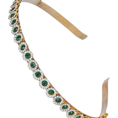 Gold Plated Brass Hairband/Mathapatti Hair Band  (GREEN)