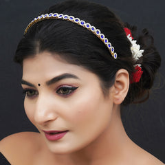 Gold Plated Brass Sunflower Style Hairband/mathapatti Hair Band  (Blue)