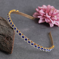 Gold Plated Brass Sunflower Style Hairband/mathapatti Hair Band  (Blue)