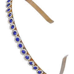 Gold Plated Brass Sunflower Style Hairband/mathapatti Hair Band  (Blue)