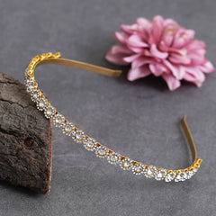 Gold Plated Brass Sunflower Style Hairband/mathapatti Hair Band  (White)