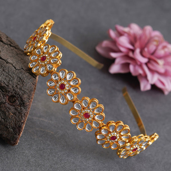 Gold Plated Brass Hairband/Mathapatti Hair Band (Gold)