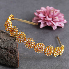 Gold Plated Brass Hairband/Mathapatti Hair Band  (Gold)