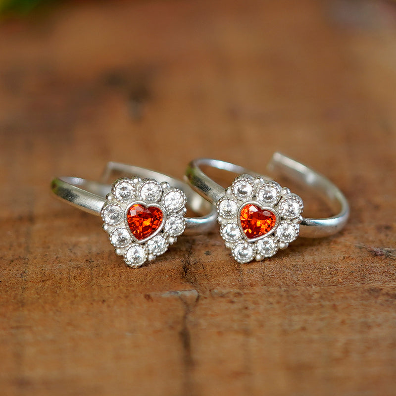 Bichiya Diamond Silver Plated Toe Ring Set