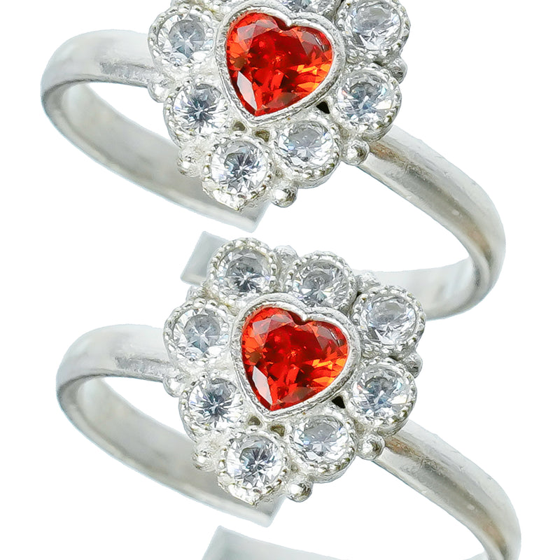 Bichiya Diamond Silver Plated Toe Ring Set