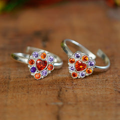 Bichiya Diamond Silver Plated Toe Ring Set