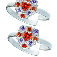 Bichiya Diamond Silver Plated Toe Ring Set