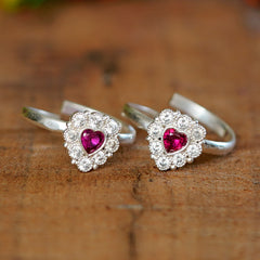 Bichiya Diamond Silver Plated Toe Ring Set