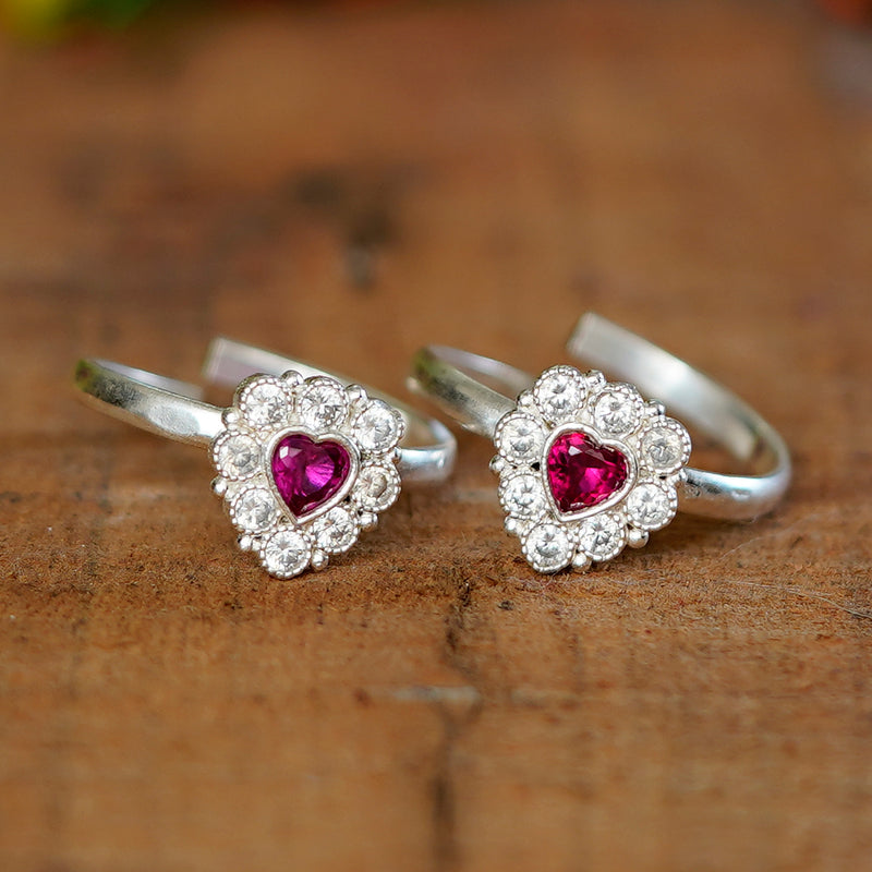 Bichiya Diamond Silver Plated Toe Ring Set