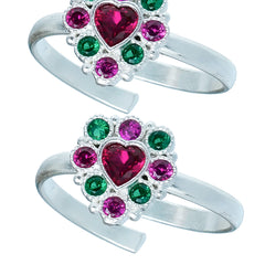 Bichiya Diamond Silver Plated Toe Ring Set