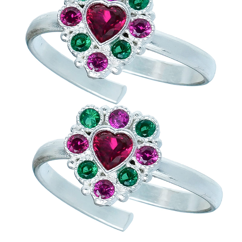 Bichiya Diamond Silver Plated Toe Ring Set