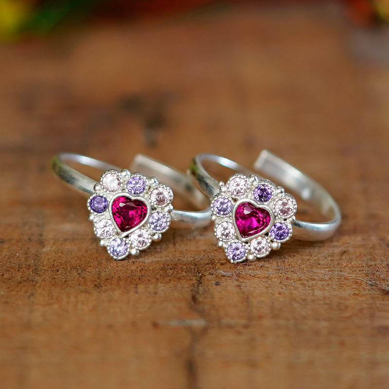 Bichiya Diamond Silver Plated Toe Ring Set