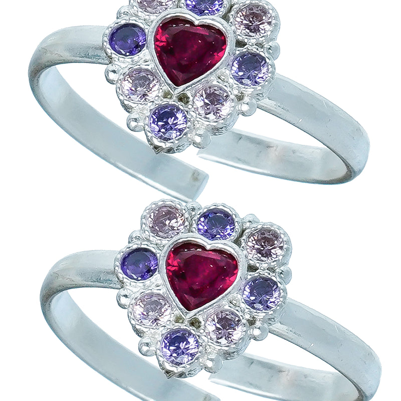 Bichiya Diamond Silver Plated Toe Ring Set