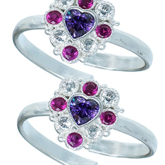 Bichiya Diamond Silver Plated Toe Ring Set