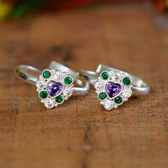 Bichiya Diamond Silver Plated Toe Ring Set