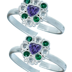 Bichiya Diamond Silver Plated Toe Ring Set