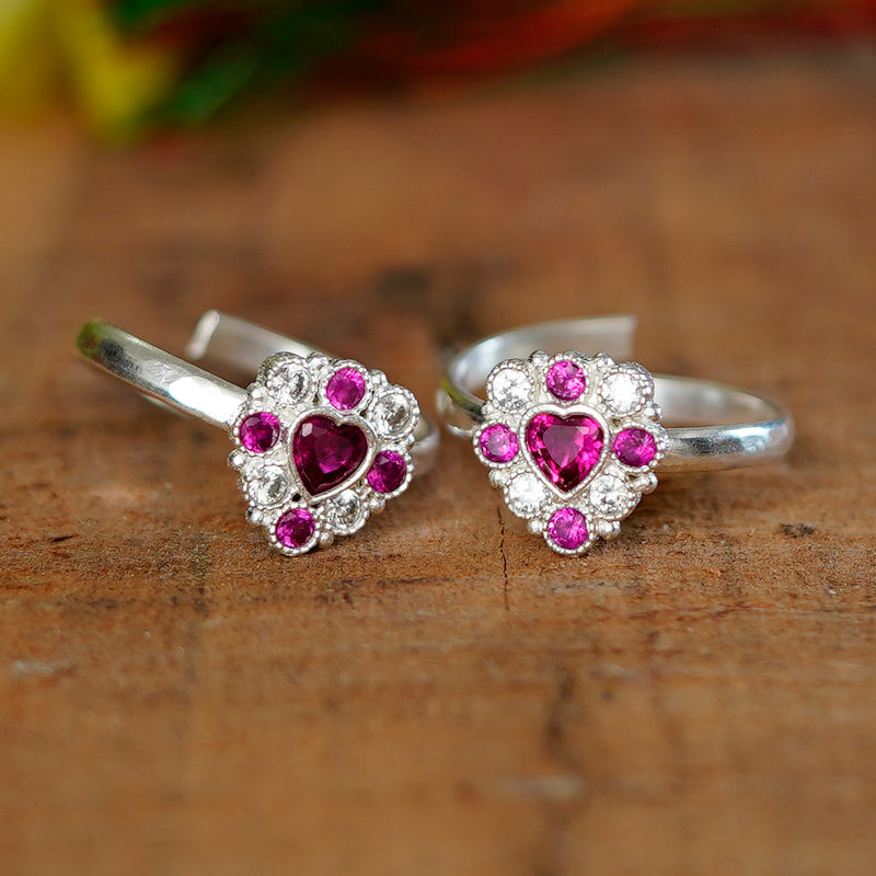 Bichiya Diamond Silver Plated Toe Ring Set