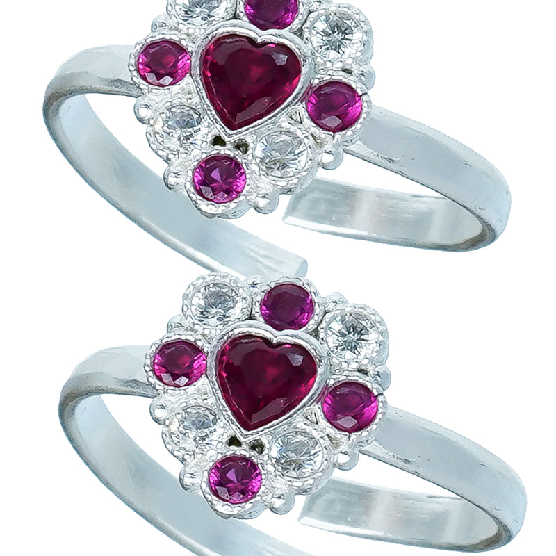 Bichiya Diamond Silver Plated Toe Ring Set