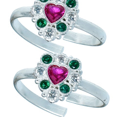 Bichiya Diamond Silver Plated Toe Ring Set