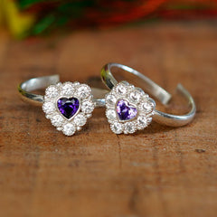 Bichiya Diamond Silver Plated Toe Ring Set