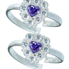 Bichiya Diamond Silver Plated Toe Ring Set