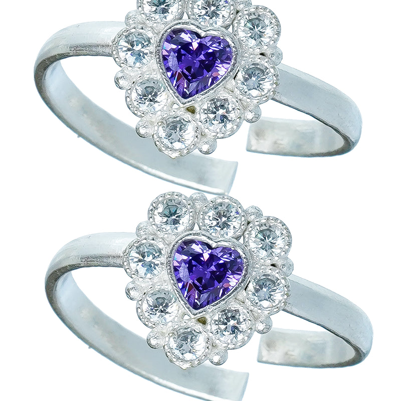 Bichiya Diamond Silver Plated Toe Ring Set