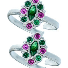 Bichiya Diamond Silver Plated Toe Ring Set