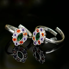 Bichiya Diamond Silver Plated Toe Ring Set