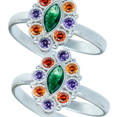 Bichiya Diamond Silver Plated Toe Ring Set