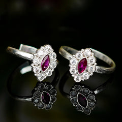 Bichiya Diamond Silver Plated Toe Ring Set