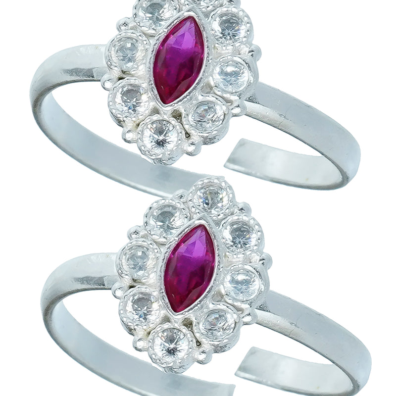 Bichiya Diamond Silver Plated Toe Ring Set