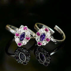 Bichiya Diamond Silver Plated Toe Ring Set