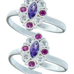 Bichiya Diamond Silver Plated Toe Ring Set