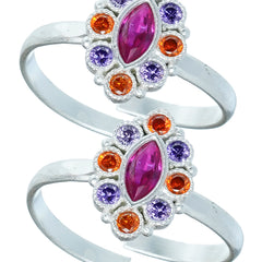 Bichiya Diamond Silver Plated Toe Ring Set