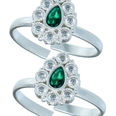 Bichiya Diamond Silver Plated Toe Ring Set