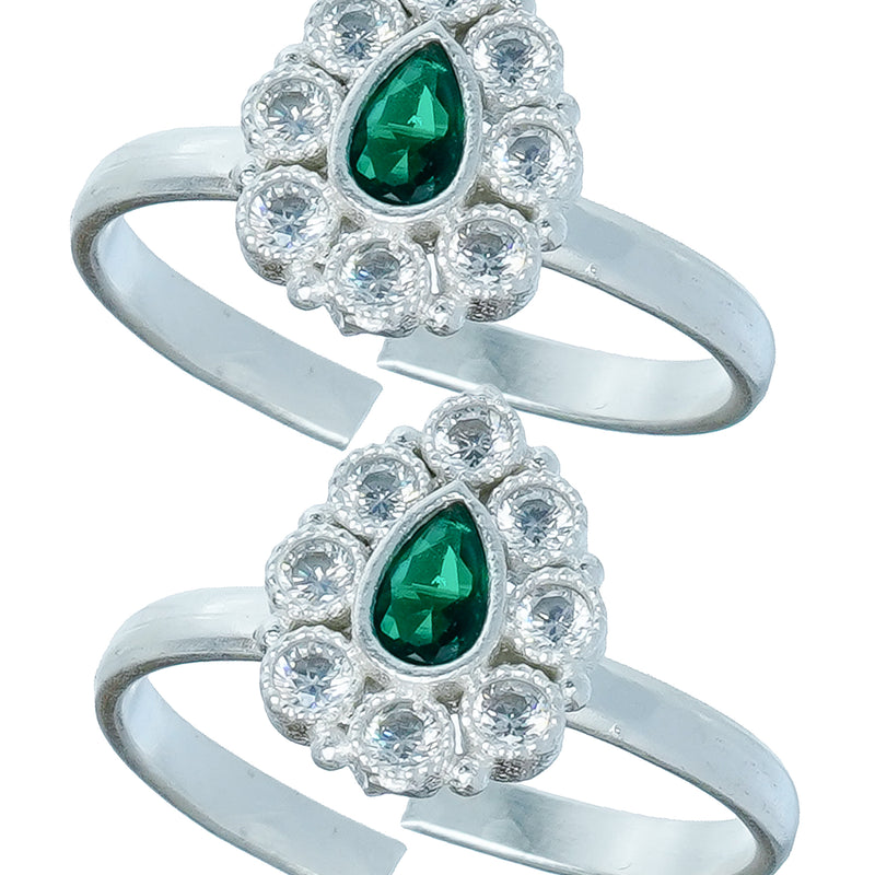 Bichiya Diamond Silver Plated Toe Ring Set