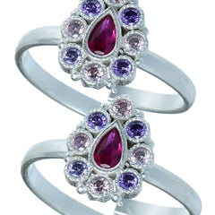 Bichiya Diamond Silver Plated Toe Ring Set