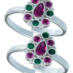 Bichiya Diamond Silver Plated Toe Ring Set