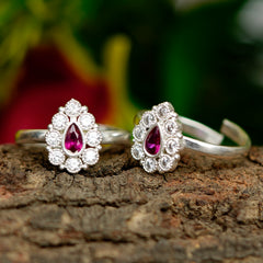 Bichiya Diamond Silver Plated Toe Ring Set