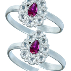 Bichiya Diamond Silver Plated Toe Ring Set