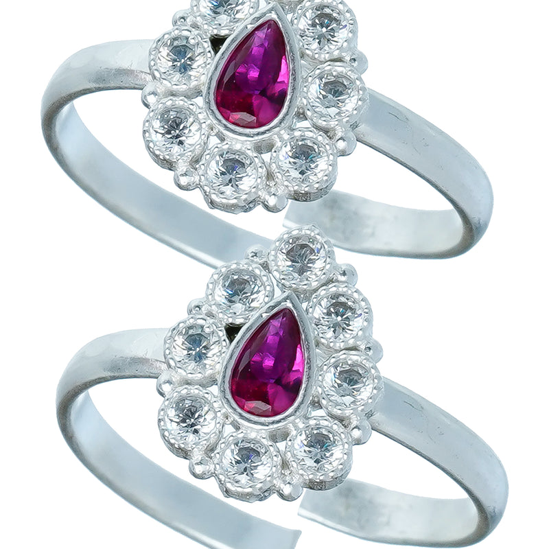 Bichiya Diamond Silver Plated Toe Ring Set