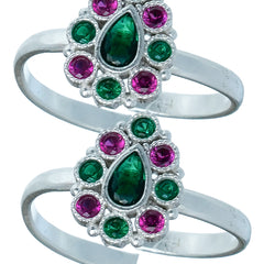 Bichiya Diamond Silver Plated Toe Ring Set