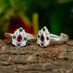 Bichiya Diamond Silver Plated Toe Ring Set