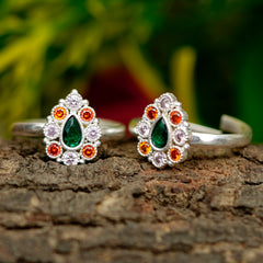 Bichiya Diamond Silver Plated Toe Ring Set