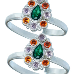 Bichiya Diamond Silver Plated Toe Ring Set