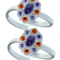 Bichiya Diamond Silver Plated Toe Ring Set