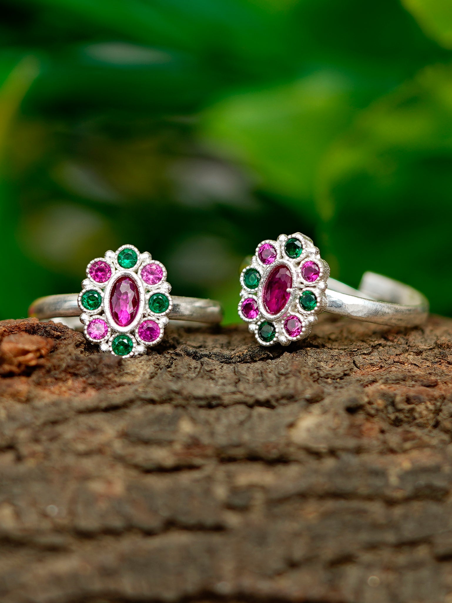 Bichiya Diamond Silver Plated Toe Ring Set – ahoorajaipur