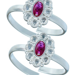 Bichiya Diamond Silver Plated Toe Ring Set