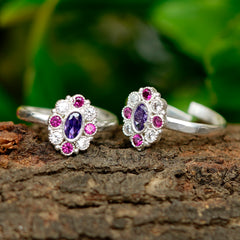 Bichiya Diamond Silver Plated Toe Ring Set